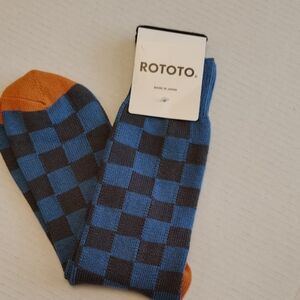 ROTOTO Blue and Orange Checkered Socks